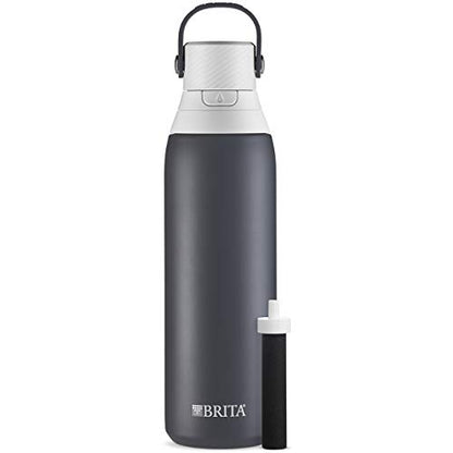 BRITA Stainless Steel Water Bottle with Filter, 591 mL Premium Double Insulated Water Bottle, Rose