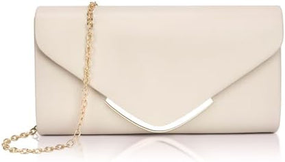 Larcenciel Clutch Purse for Women, Trendy Vegan Leather Envelope Evening Bags w/Chain, Wedding Cocktail Party Formal Handbags - PuriLite