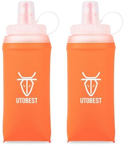 UTOBEST Soft Flask Running Water Bottle Collapsible Water Bottle for Trail Running Hydration Pack Hiking Cycling Climbing 150ML/250ML/350ML/450ML/500ML/550ML
