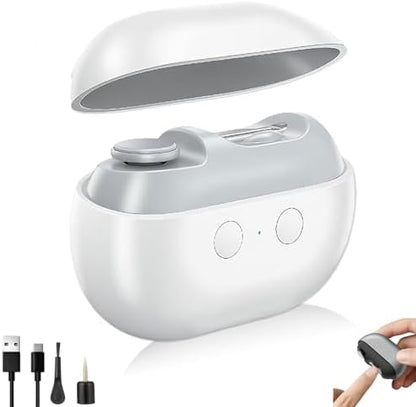 Vueeze EasyClip Smart Nail Clipper, 2 in 1 Portable Electric Nail Clippers with LED Light, Electric Nail Trimmer, Replaceable Grinding Head, for Grinding Large Areas and Crevices (Gray)