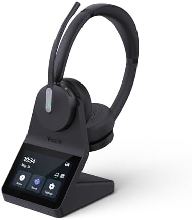 Yealink WH64 Pro DECT& Bluetooth Wireless Headset, 3.5" Touchscreen Teams, Mono Headphones, 606 ft Range,3X Noise Cancelling Mic, 26H Calls Office Work Single Ear Headsets for DeskPhone,Laptop,Mobile