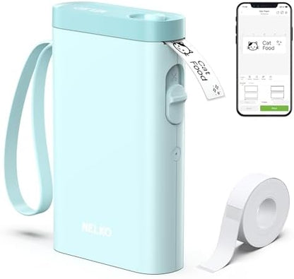 Label Maker Machine with Tape, P21 Portable Bluetooth Label Printer, Wireless Built-in Cutter Sticker Maker Mini Label Makers with Multiple Templates for Organizing Storage Office Home, Black