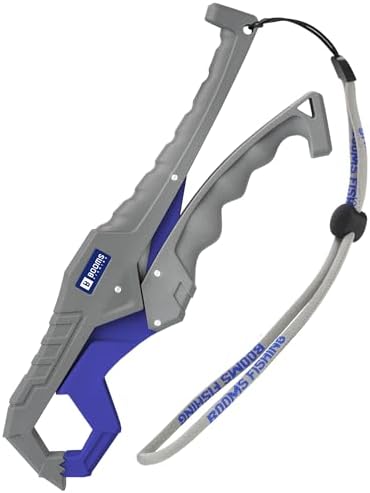 Booms Fishing G05 Fish Lip Gripper Saltwater, 9.4" Plastic Catfish Grippers Pliers, Fish Grabber Tool with Lanyard, Fish Grips for Kayak Fishing Accessories, Great Fish Holder for Caught Fish