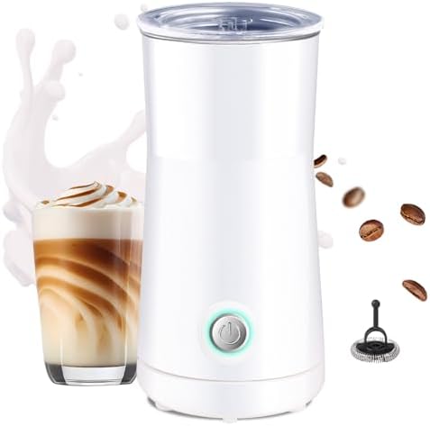 Seydere Simple Milk Frother, 2 in 1 Milk Steamer and Frother, Electric Milk Steamer, Milk Warmer and Hot Milk Foam Maker for Latter, Macchiato, Cappuccinos (White)