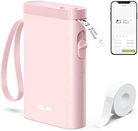 Nelko Label Maker Machine with Tape, P21 Portable Bluetooth Label Printer, Wireless Built-in Cutter Sticker Maker Mini Label Makers with Multiple Templates for School Organizing Office Home, White