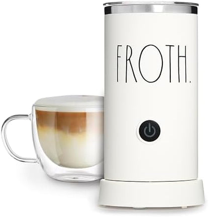 Rae Dunn - Electric Milk Frother - Elegant Automatic Milk Steamer and Frother, Milk Warmer, Hot and Cold Frothing Machine for Coffee, Latte, Cappuccino, Macchiato,