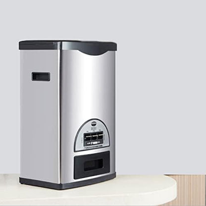 Rice Tank Rice Storage Rice Storage Container Stainless Steel 25/33/45/55/66LB Sealed Grain Rice Cabinet Rice Storage Bucket (Black 20kg)