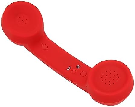 Qiilu Retro Telephone Handset for Mobile Phones - Rechargeable Radiation Proof Handset Receiver with USB Charging (Red)