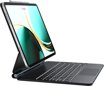 CHESONA for iPad Air 13 Inch (M3/M2, 2025/2024), iPad Pro 12.9" 6/5/4/3 Gen Case with Keyboard, Multi-Touch Trackpad with 7 Color Backlit, Floating Cantilever Stand Wireless Keyboard, Black