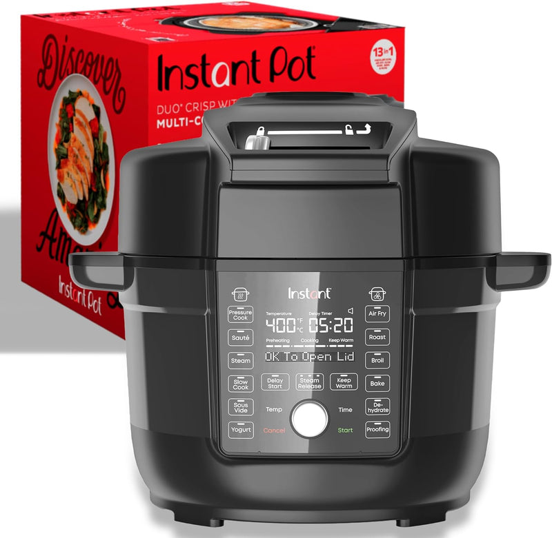 Instant Pot Duo Crisp Ultimate Lid, 13-in-1 Air Fryer and Pressure Cooker Combo, Sauté, Slow Cook, Bake, Steam, Warm, Roast, Dehydrate, Sous Vide, & Proof, App With Over 800 Recipes, 6.5 Quart