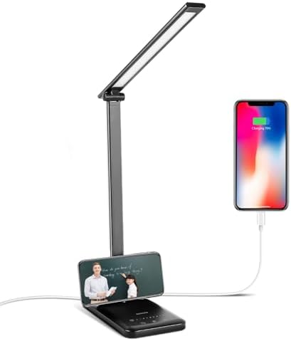 Semlos LED Desk Lamp for Home Office, Eye-Caring Table Light, 25 Lighting Modes, 45 Min Auto Timer, Touch Control, Dimmable, White