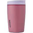 Owala SmoothSip Slider Insulated Stainless Steel Coffee Tumbler, Reusable Iced Coffee Cup, Hot Coffee Travel Mug, BPA Free 12 oz, Black Cherry