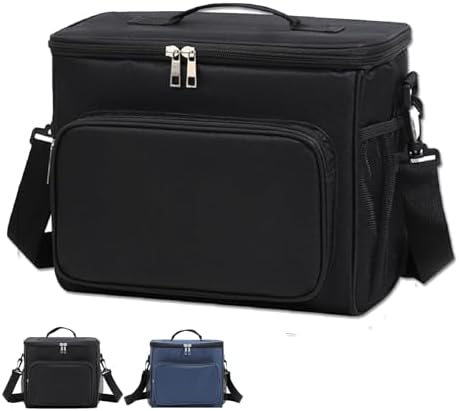 Lunch Bag for Adult Men Women Reusable 10L Large Thermos Lunch Box Food Cooler Bag Leakproof Heated Lunch Bag for Work Office Outdoor Picnic School Unisex Insulated Bag, 12+ Cans (Black)