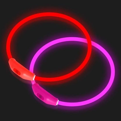 Novkin 2-Pack LED Dog Collar, Light Up Dog Collars,Rechargeable Dog Lights for Night Walking，Universal, Reusable Safety Necklace for Small Medium Large Dogs Green&Blue