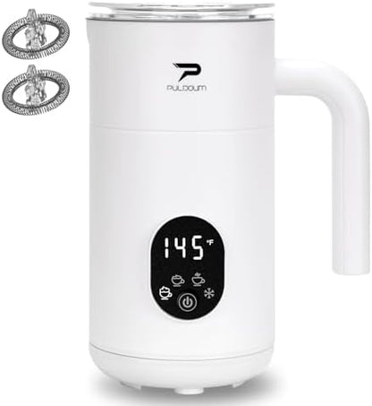 Milk Frother, Electric Milk Frother and Steamer 4 in 1 Automatic Coffee Steamer Frother, 11.8OZ / 350ML Warm and Cold Foam Frother for Coffee,Latte, Cappuccino, Macchiato, Hot Chocolate (White)