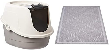 Amazon Basics No-Mess Hooded Corner Easy Clean Cat Litter Box, Triangle, Charcoal, 26 in x 20 in x 23 in