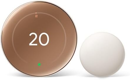 Google Nest Learning Thermostat (4th Gen) with Nest Temperature Sensor (2nd Gen) - Energy Saving Smart Thermostat with Adaptive Eco - Works with Alexa and Google Home App - Polished Obsidian