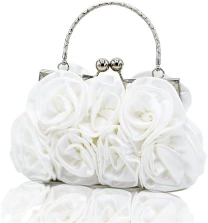 JAMBHALA Women Evening Clutch Bag Floral Satin Purses with Detachable Strap for Wedding, Party, Prom