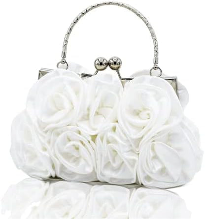 JAMBHALA Women Evening Clutch Bag Floral Satin Purses with Detachable Strap for Wedding, Party, Prom