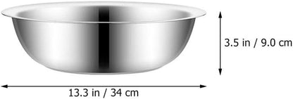 MAGICLULU Stainless Steel Basin, 14 Inch Mixing Bowl for Kitchen Use, Metal Washtub, Versatile for Cooking and Serving