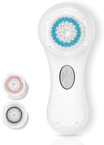 Facial Cleansing Brush, Electric Face Scrubber Exfoliator for Women Skin Care Deep Cleaning Exfoliating, Rechargeable Waterproof with 2 Sonic Vibration Speeds for Home & Travel(White)