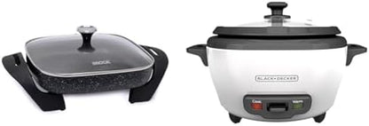 Starfrit The Rock Electric Skillet - 12" x 12" - Rock.Tec Non-Stick Cooking Surface - Tempered Glass Lid - 1200W