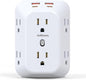 Multi Plug Socket Surge Protector | 10-in-1 Wall Outlet Extender | 6 AC Outlets | 2 USB-A & 2 USB-C Ports | 4-Pack