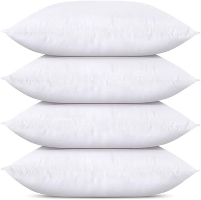 Utopia Bedding Throw Pillows (Set of 4, White), 18 x 18 Inches Pillows for Sofa, Bed and Couch Decorative Stuffer Pillow