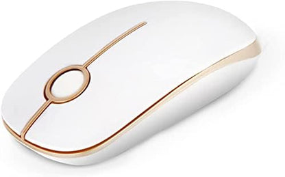 Wireless Mouse, Vssoplor 2.4G Slim Portable Computer Mice with Nano Receiver for Notebook, PC, Laptop, Computer (White and Silver)