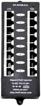 Purilite Select 8-Port Gigabit PoE Injector with 48V Power Supply – 60W Total Output for IP Phones, Cameras & Access Points