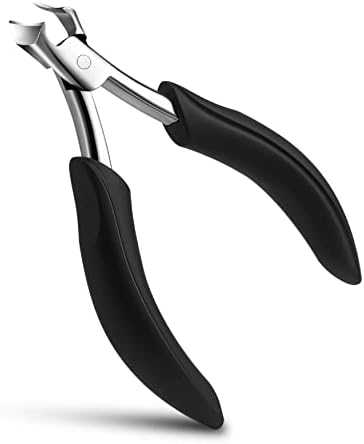 FVION Toenail Clippers for Ingrown Toenail Prevention, Straight Blade Podiatrist Nail Clippers for Thick Nails, Ergonomic Finger Nail Clippers for Adults, Seniors, Men and Women (Black)