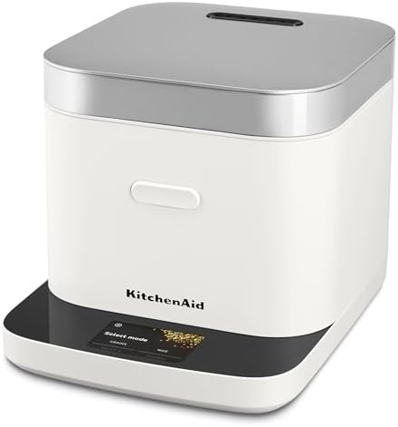 KitchenAid Compact 8 Cup Grain and Rice Cooker with Automatic Sensing and Integrated Scale, KGC2154PL, Porcelain White