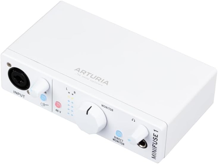 Arturia MINIFUSE2WH Minifuse2 Compact USB Interface White | White, 2 inputs, USB-C audio interface, 24-bit/192kHz, Preamps, Software bundle