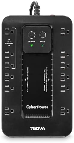 CyberPower EC850LCD Ecologic Battery Backup & Surge Protector UPS System, 850VA/510W, 12 Outlets, ECO Mode, Compact, Uninterruptible Power Supply
