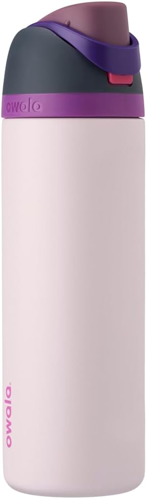 Owala FreeSip Insulated Stainless Steel Water Bottle with Straw for Sports and Travel, BPA-Free, 24-oz, Very, Very Dark