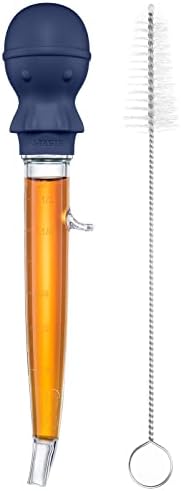 U-Taste 1.5oz Angled Turkey Baster - 228.2ºF Heat Resistant Food Grade Silicone Large Octopus Bulb Baster Set with Cleaning Brush for Cooking Basting Meat Poultry Beef Chicken (Black)