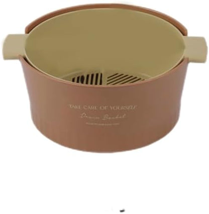 Kitchen Washbas Food Strainer Drain Basket Rotating Drainer Double-Layer Basin Vegetable Fruit Washing Strainer