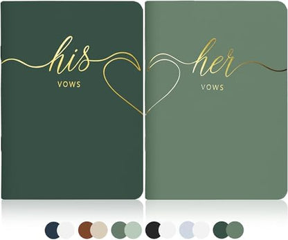 LSSH GmbH Vow Books - His and Hers Wedding Essentials, 28 Pages, 5.5" X 4" (Dark Green & Sage)