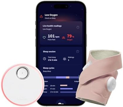 Owlet Dream Sock - Smart Baby Monitor View Heart Rate and Average Oxygen O2 as Sleep Quality Indicators. Wakings, Movement, and Sleep State. Digital Sleep Coach and Sleep Assist Prompts, Mint