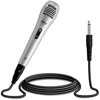 Pyle Professional Dynamic Vocal Microphone - Moving Coil Dynamic Cardioid Unidirectional Handheld Microphone with ON/OFF Switch Includes 15ft XLR Audio Cable to 1/4'' Audio Connection - PDMIC59