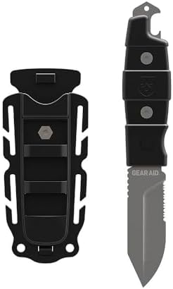 GEAR AID Buri Drop Point Knife with Sheath, Orange, 3” Blade