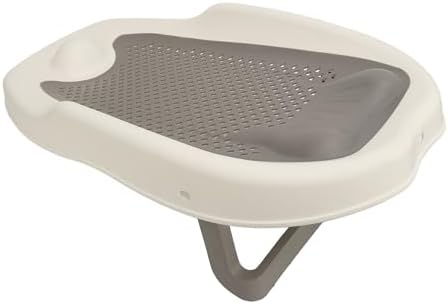 Foldable Baby Bath Support with Hollow Pattern, Ergonomic Design 3 Point Mechanical Structure, Universal Fit for Home Bathroom (Grey)