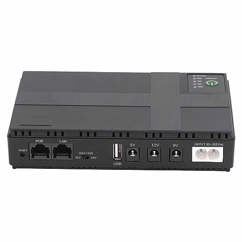 10400mAh Mini UPS Battery Backup, 5V 9V 12V 2A POE Uninterruptible Power Supply, Compact Basic Standby UPS System for Camera Router LED Light Modems Speaker, 85-265V (US Plug)