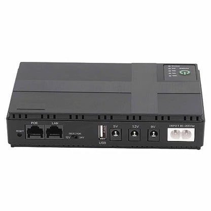 10400mAh Mini UPS Battery Backup, 5V 9V 12V 2A POE Uninterruptible Power Supply, Compact Basic Standby UPS System for Camera Router LED Light Modems Speaker, 85-265V (US Plug)