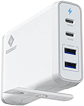 4-Port USB Charger, EGOWAY 90W Wall Charger, 60W & 18W Dual USB C Wall Charger and Dual USB A Ports 12W, Multi USB C Charger for MacBook, Phone and More