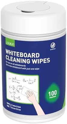 Loukin Whiteboard Cleaning Wipes, Dry Erase Board Cleaning Wipes, Non-Toxic Whiteboard Wipes, 100 Wipes per Canister, 3 Packs