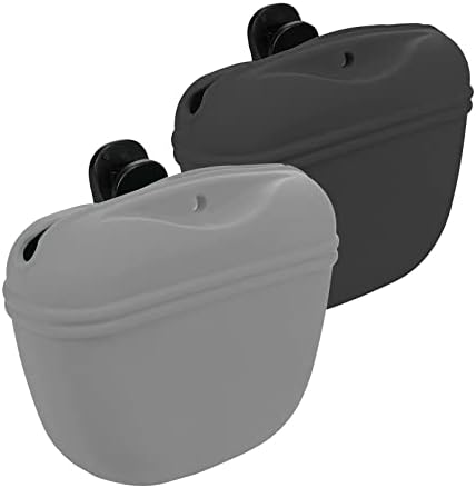 Silicone Dog Treat Pouch 2pcs, MGKSHADOW Treat Pouch Dog Training with Clip and Magnetic Closure, Dog Treat Bag for Dog Walks (Grey & Black)