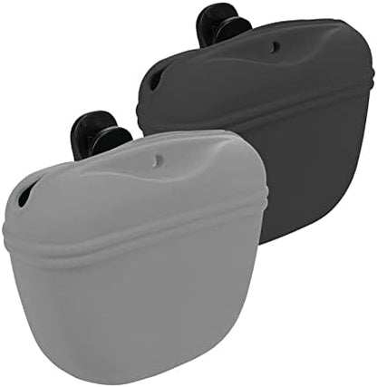 Silicone Dog Treat Pouch 2pcs, MGKSHADOW Treat Pouch Dog Training with Clip and Magnetic Closure, Dog Treat Bag for Dog Walks (Grey & Black)