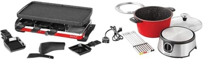 Starfrit The Rock Electric Raclette - 8 Person Party Grill - 8 Spatulas - Reversible Plate - 1500W