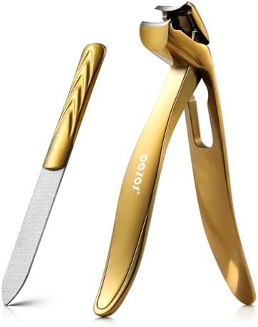 BEZOX Angled Head Nail Clippers for Seniors - Ergonomic Toenail Clipper for Thick Nails, Premium Steel Nail Cutter Trimmer with Catcher for Men and Women - Black